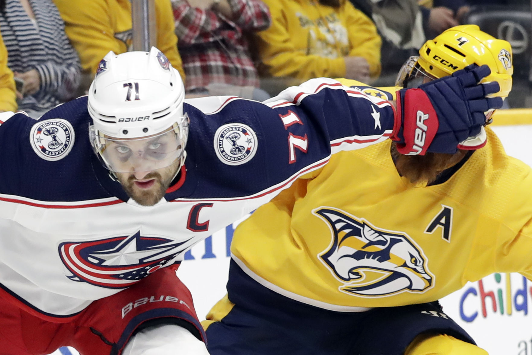 APTOPIX Blue Jackets Predators Hockey